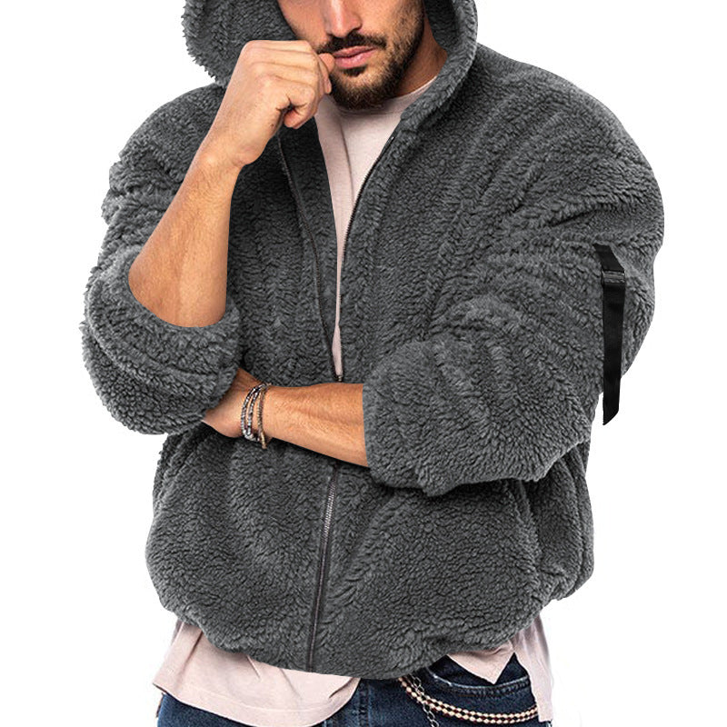 Comfortable hooded jacket for men in teddy fleece Lune London