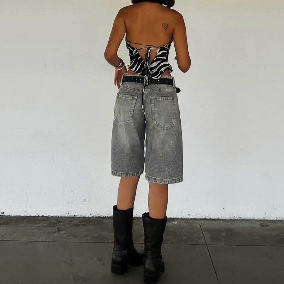 Women's High-Cut Denim Shorts in Modern Style Lune London