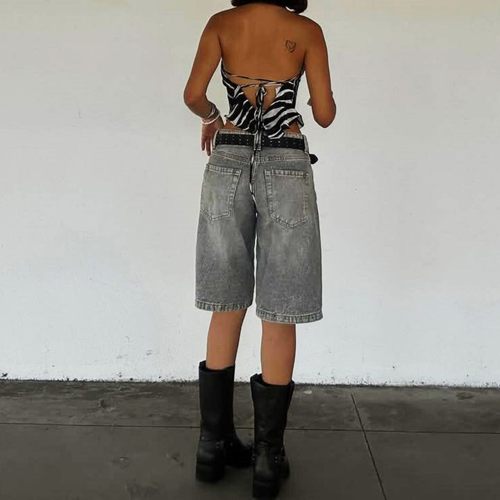 Women's High-Cut Denim Shorts in Modern Style Lune London