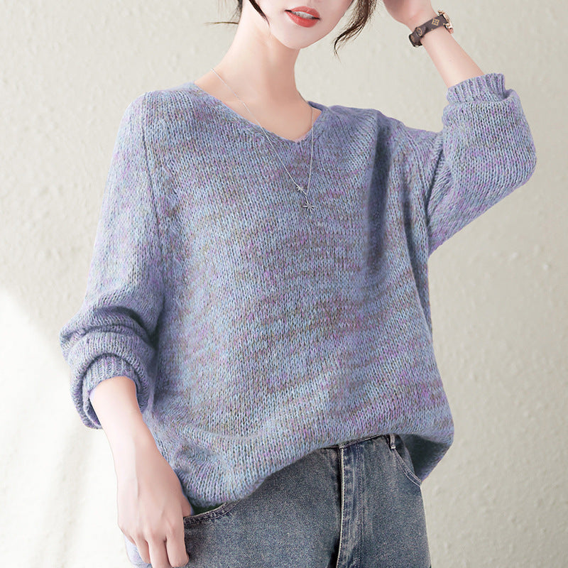Pull en maille épaisse pour femme avec décolleté en V et coupe décontractée oversize Chic & Stil