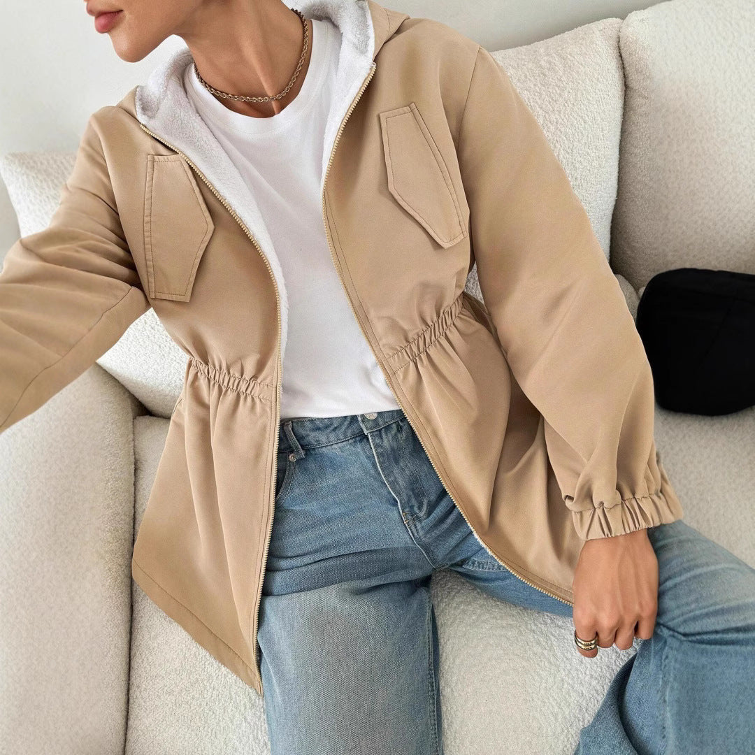 Leisure jacket for women with adjustable waist and hood Lune London