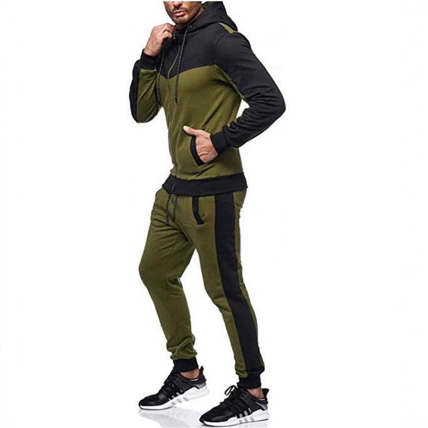 Men's sports tracksuit set with hoodie and stylish contrast stitching Lune London