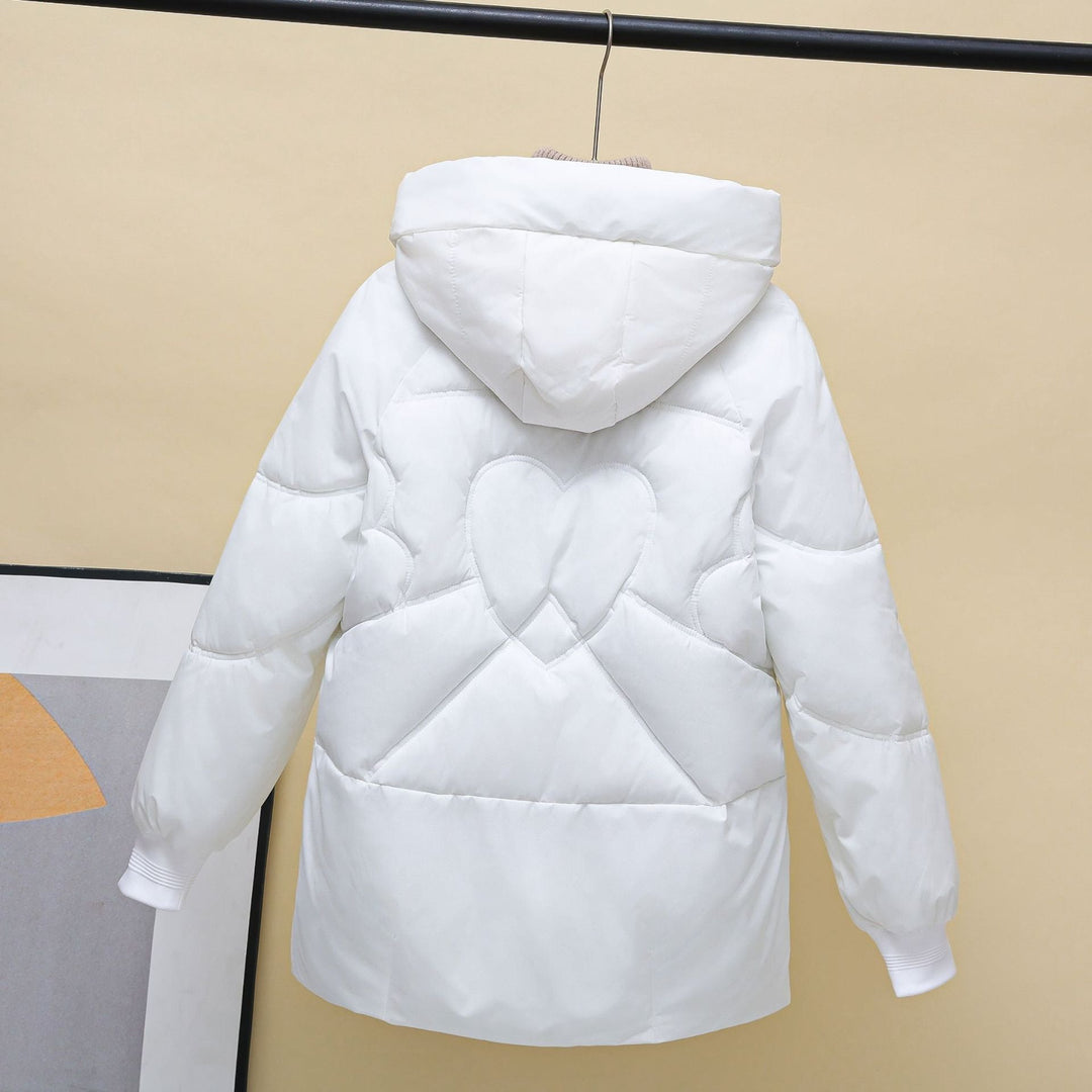 Women's Padded Winter Jacket with Hood and Heart Details Lune London