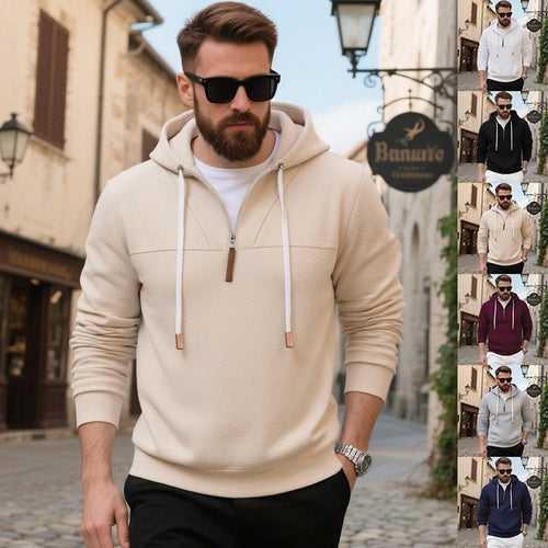 Men's Fleece Hoodie with modern zipper and kangaroo pocket Lune London