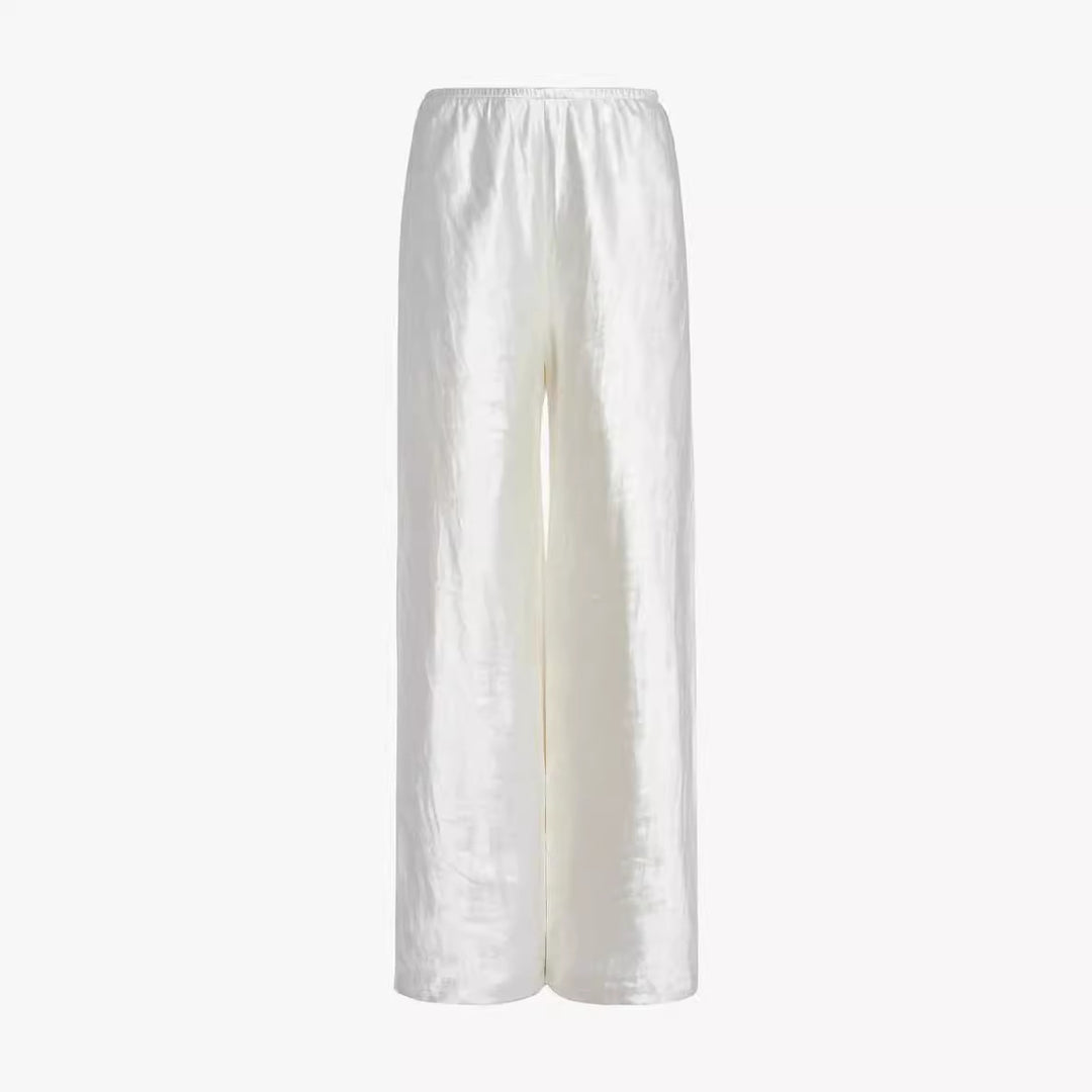 Pantalons élégants et fluides pour femmes à taille haute en satin de haute qualité Chic & Stil