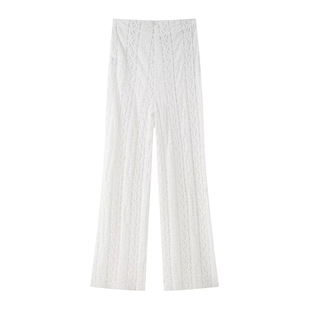 Elegant palazzo pants for ladies with floral lace pattern Lune London