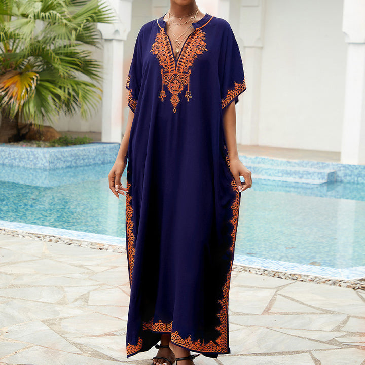 Ladies Elegant Kaftan Dress Embroidered Lune London