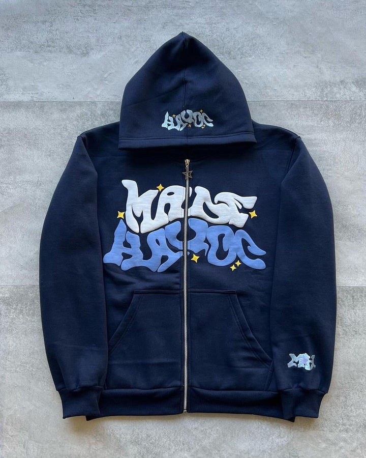 Women's hooded jacket with creative graphic design and high-quality zipper Chic & Stil