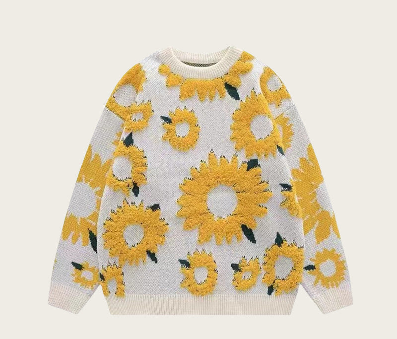 Thick knit pullover for ladies with floral appliqués Lune London