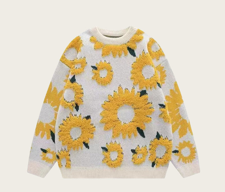 Thick knit pullover for ladies with floral appliqués Lune London