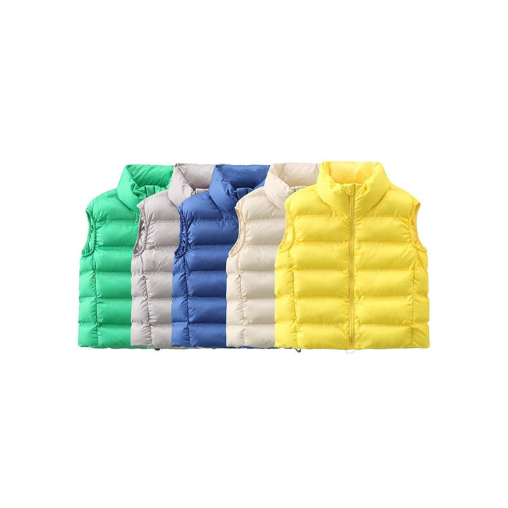 Quilted vest for women with high collar and decorative seams Lune London