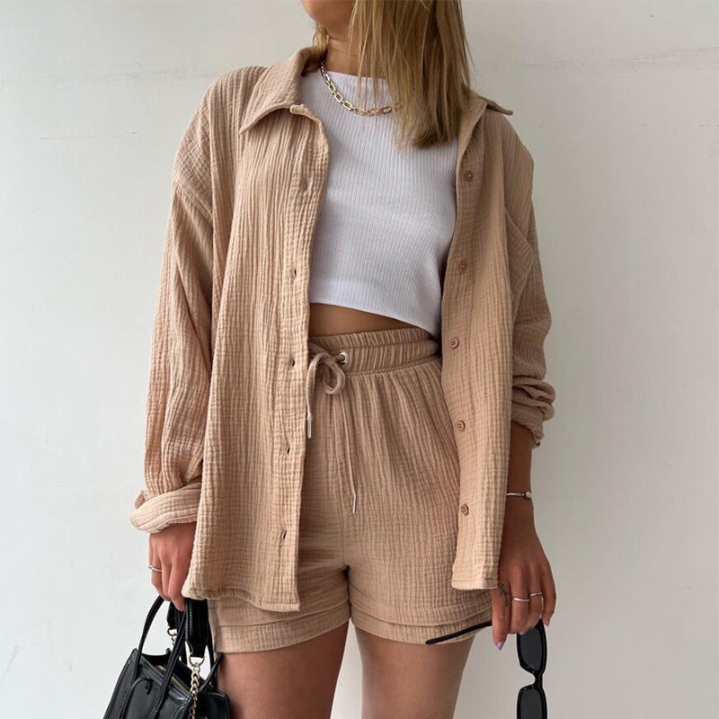 Casual set for women with short sleeves in breathable material with elastic waist Lune London