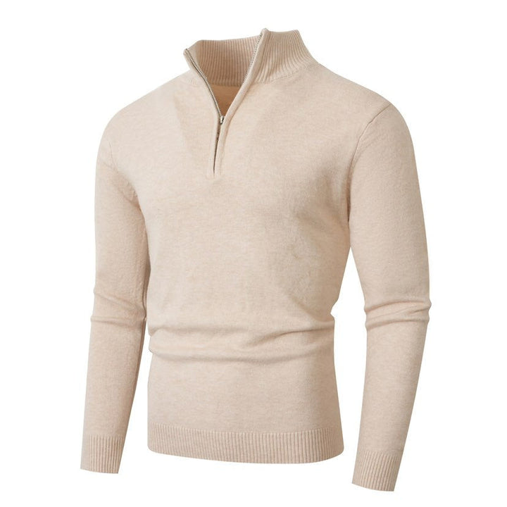 Lune London | Men's sweater with modern half zipper and fine ribbed structure