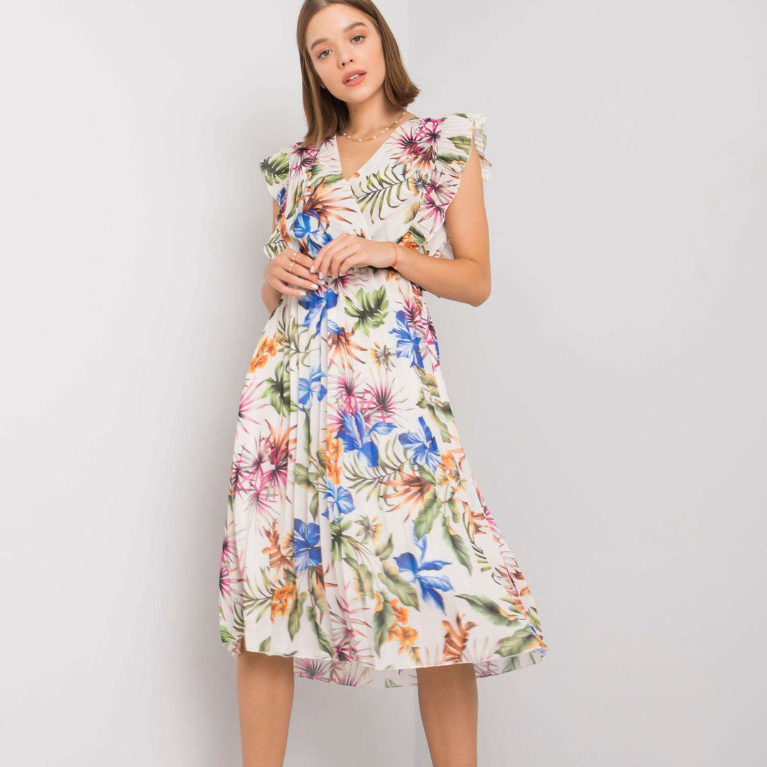 Lune London Floral Print Ruffled Sleeve Midi Dress for Women