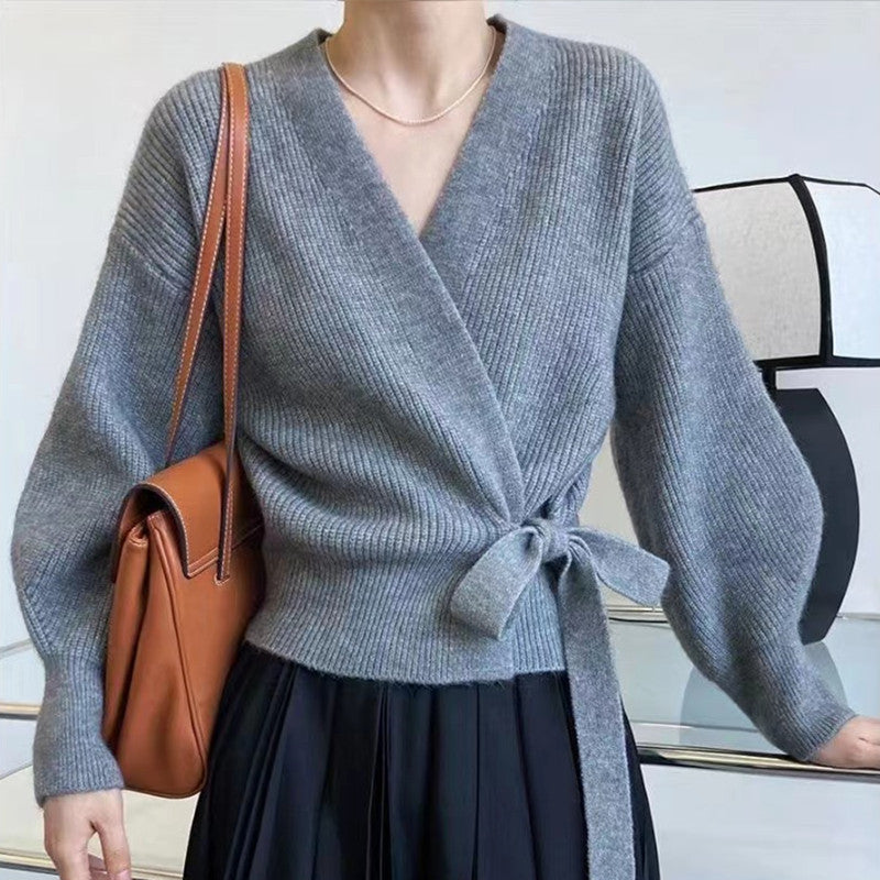 Women's wrap jacket with wide sleeves and a knot at the waist Lune London