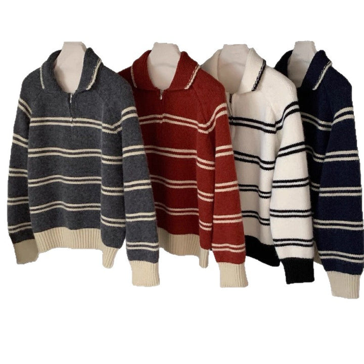Pull pour femmes à motifs avec col montant et détails contrastés Chic & Stil