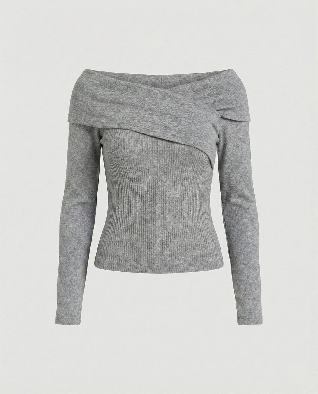 French V-neck long sleeve shirt women slim fit stretch top
