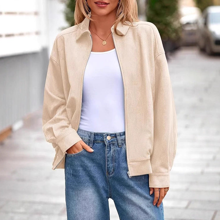 Casual transition jacket for women with high collar and zipper Lune London