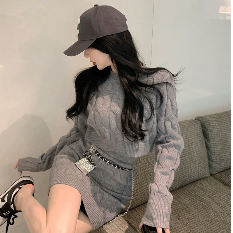 Ensemble en tricot pour femmes avec crop top et mini jupe Chic & Stil