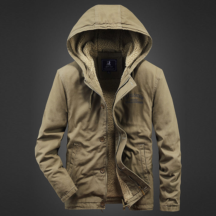 Technical transition jacket for men with warming teddy inner lining Lune London