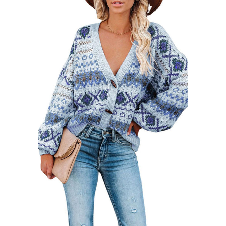 Women's cardigan with folk pattern and casual cut Lune London