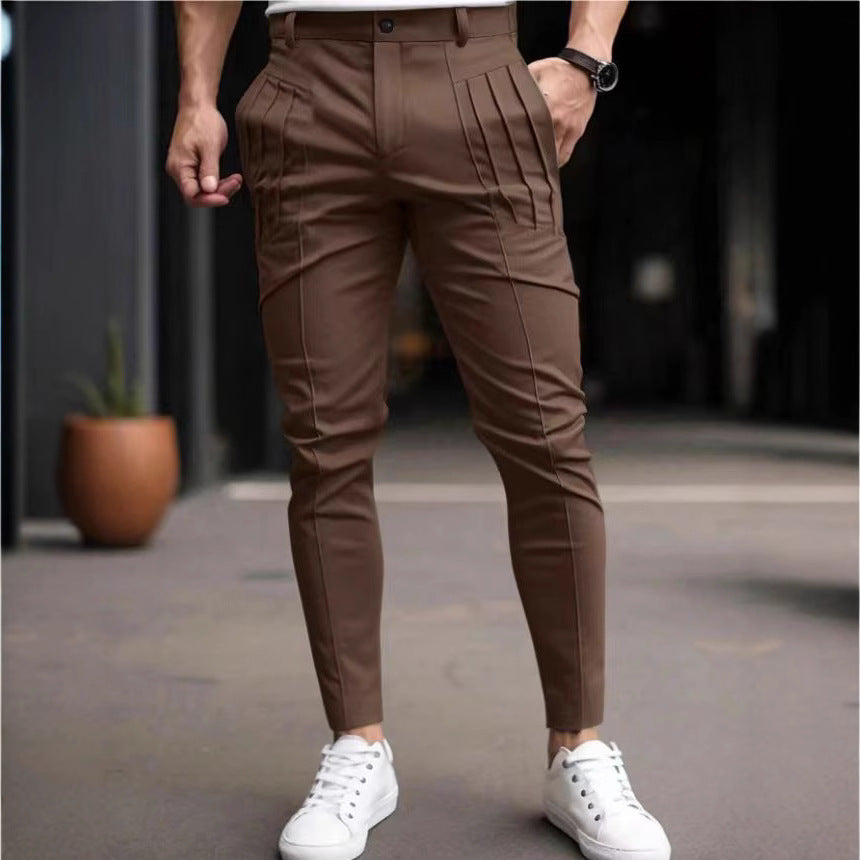 Stylish chino pants for men with modern pleats from Lune London