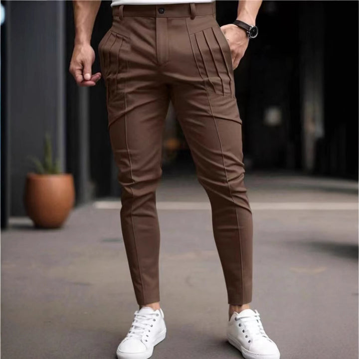 Stylish chino pants for men with modern pleats from Lune London