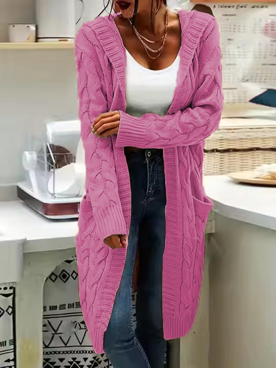 Chunky knit cardigan for women with practical pockets and elegant twisted details Lune London