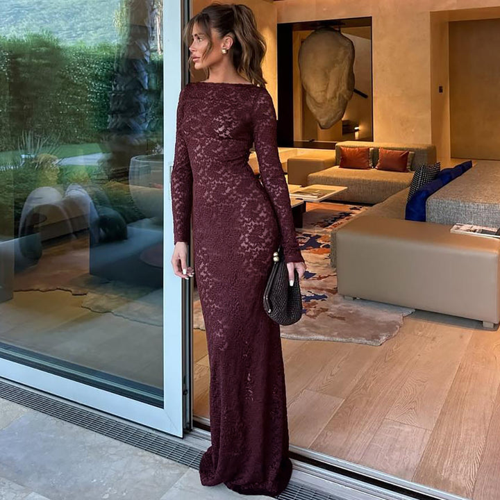 Elegant lace maxi dress for women with long sleeves Lune London