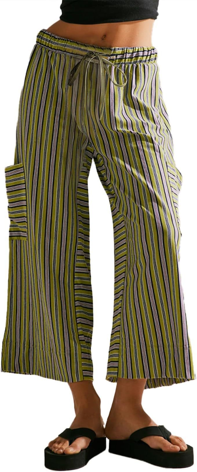 Lune London Women's Striped Wide Pants