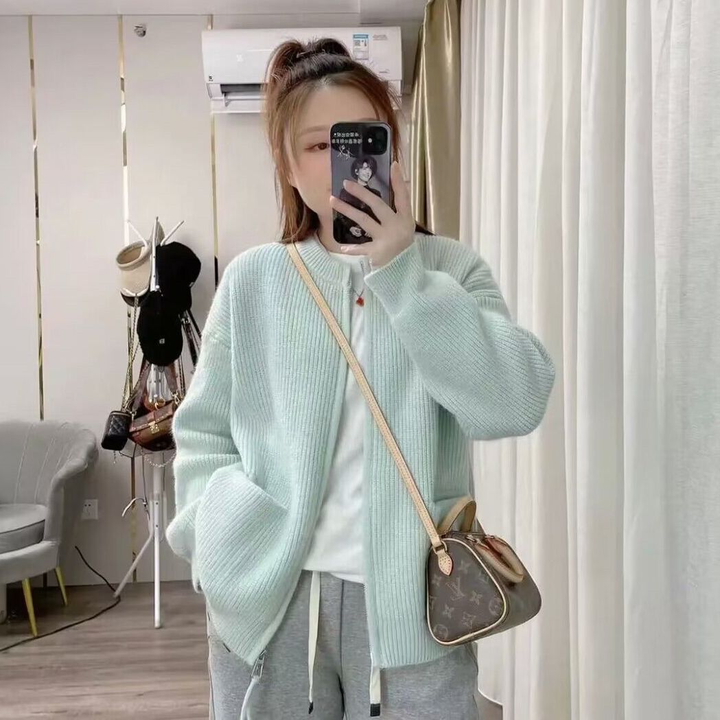 Knitted jacket for women with textured design and open collar Lune London