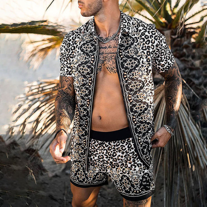 Men's Tropical Print Casual Short Set Lune London
