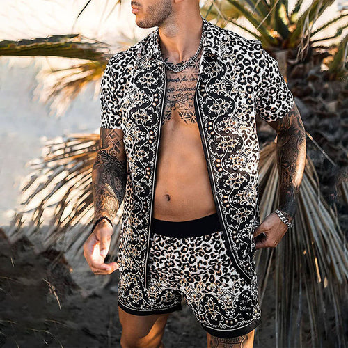 Men's Tropical Print Casual Short Set Lune London