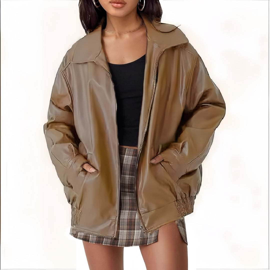 Trendy oversized faux leather women's jacket Lune London