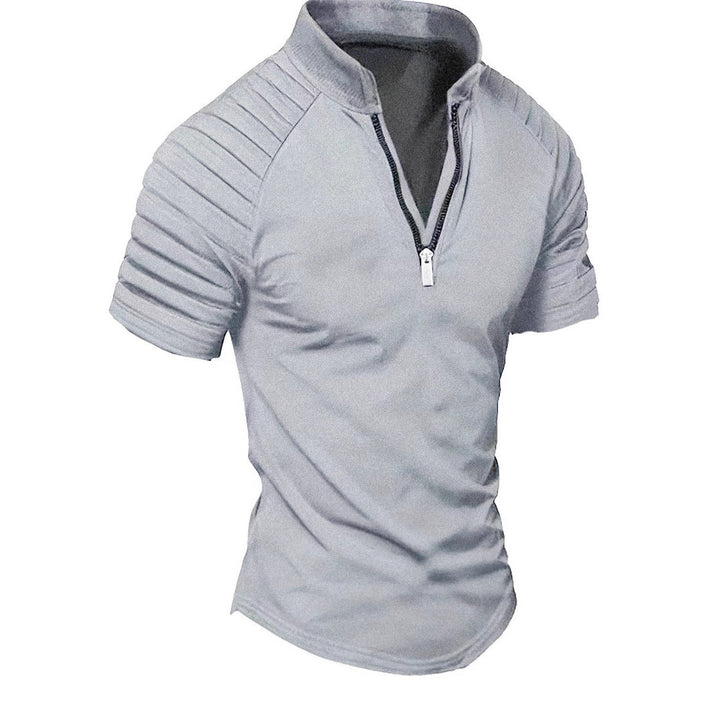 Short Sleeve Sports T-Shirt for Men with Structured Zipper Chic and Style