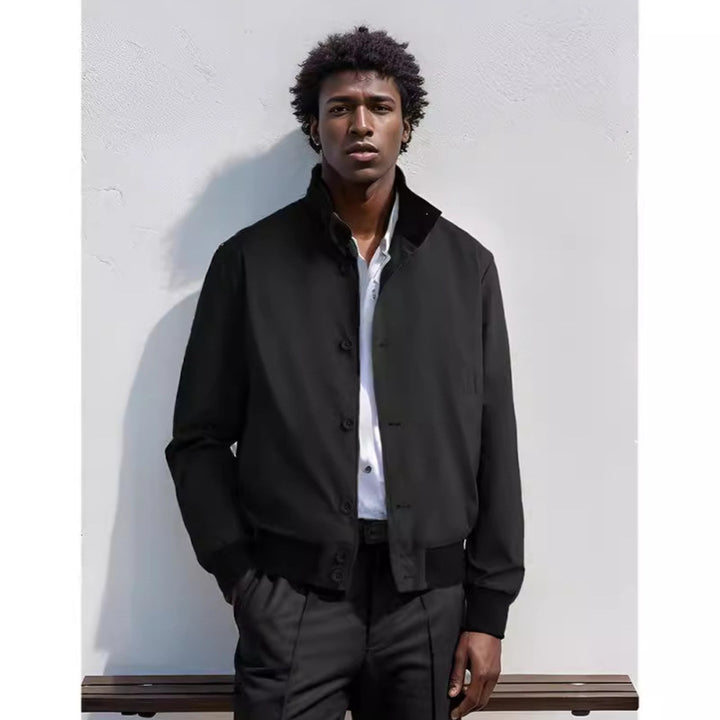 Trendy transitional jacket for men with multifunctional pockets and a high collar Lune London