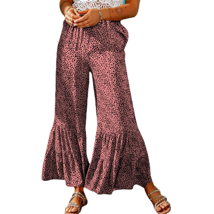 Wide leg palazzo pants for women with a voluminous hem and elastic waistband Lune London