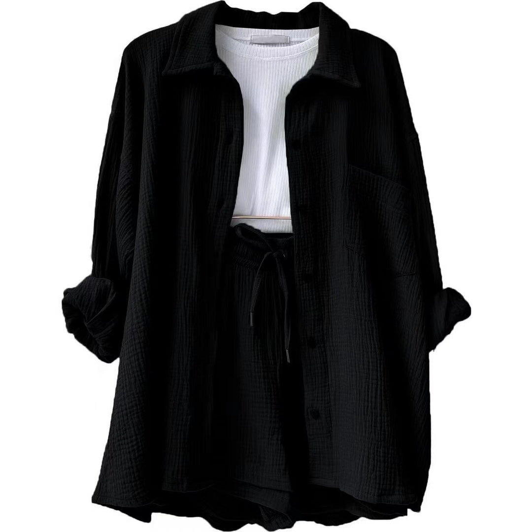 Women Casual Comfort Set Made of Shorts and Oversized Shirt Lune London