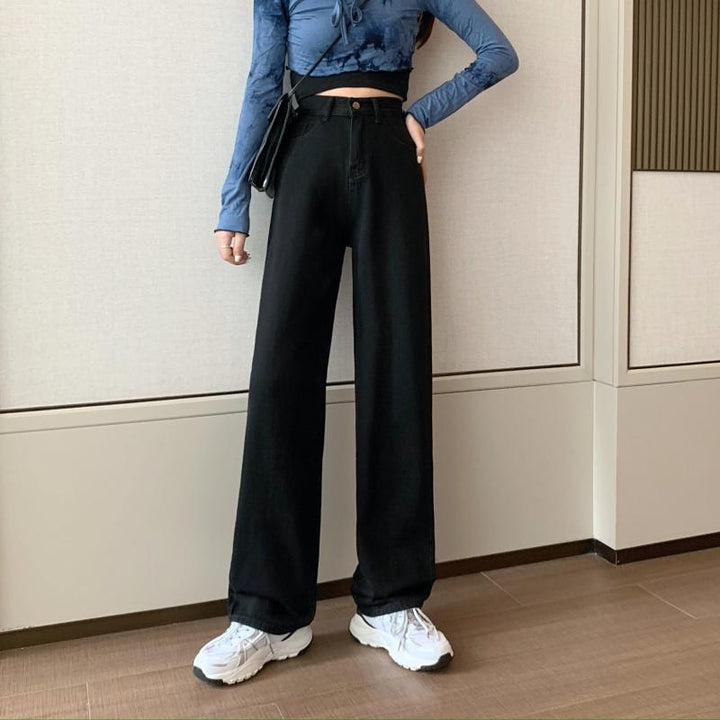 Pantalon en denim large pour femme avec taille haute Chic & Stil