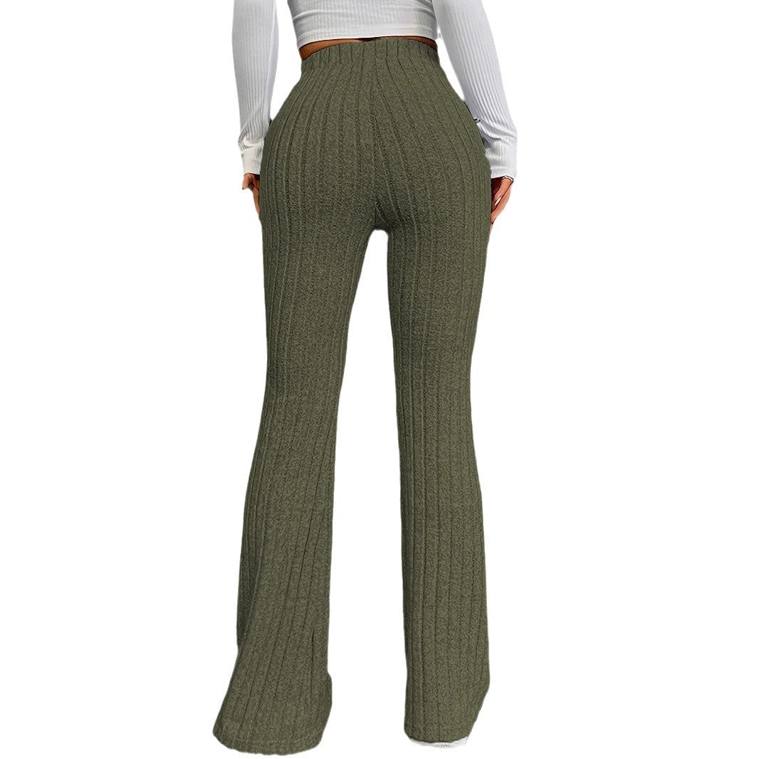 Wide knit trousers for women with a fine rib design Lune London