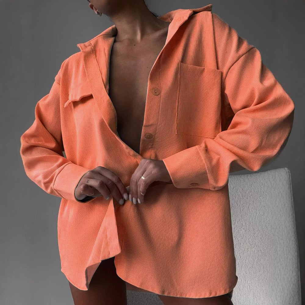 Casual shirt jacket for women in soft textured material Lune London