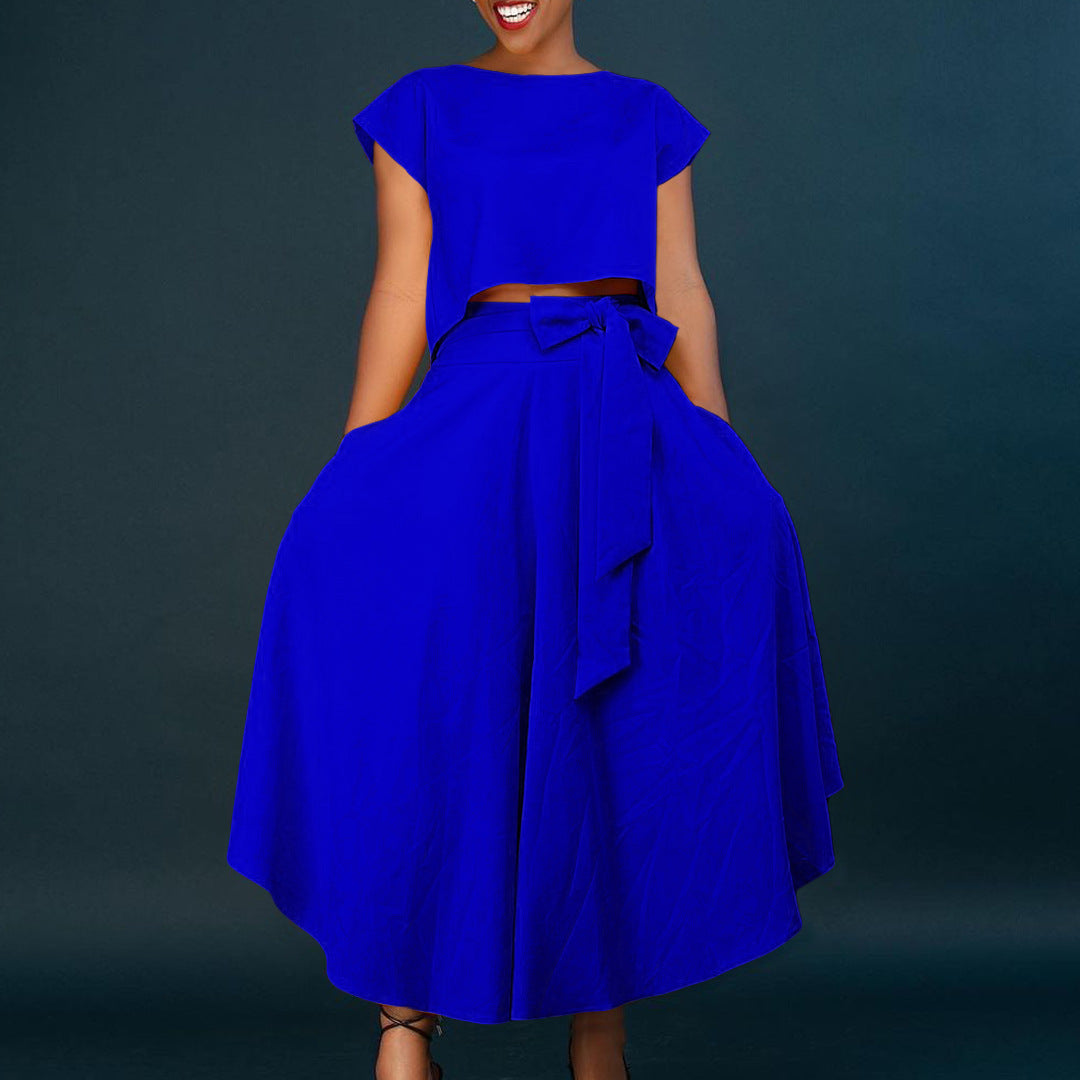 Asymmetrical maxi dress for women with wrapped belt Lune London