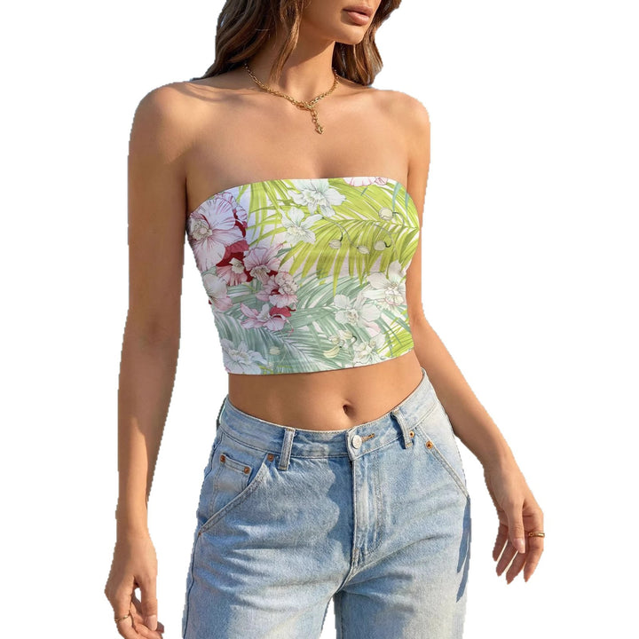Women's bandeau top with floral design and elastic fit Lune London