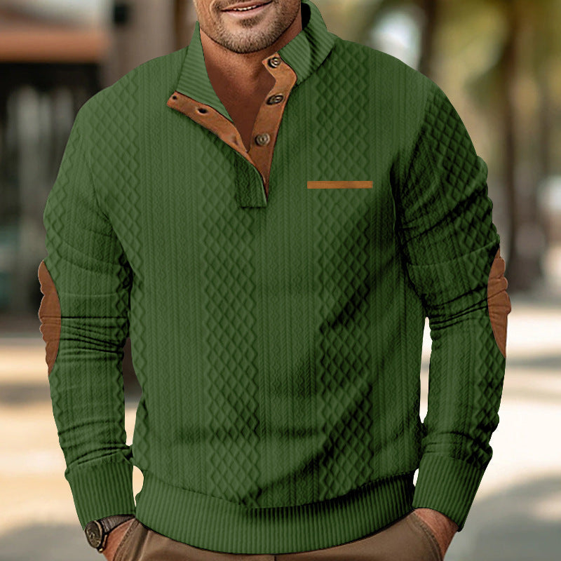 Men's Knit Sweater with Modern Collar and Textured Surface Lune London