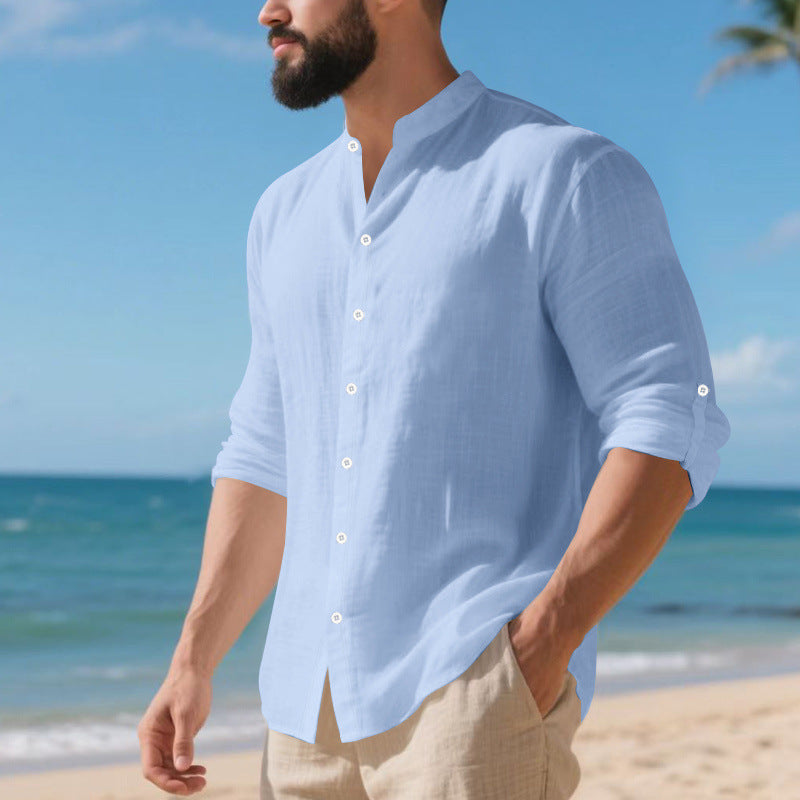 Casual long-sleeve shirt for men with modern button details and a textured surface Lune London