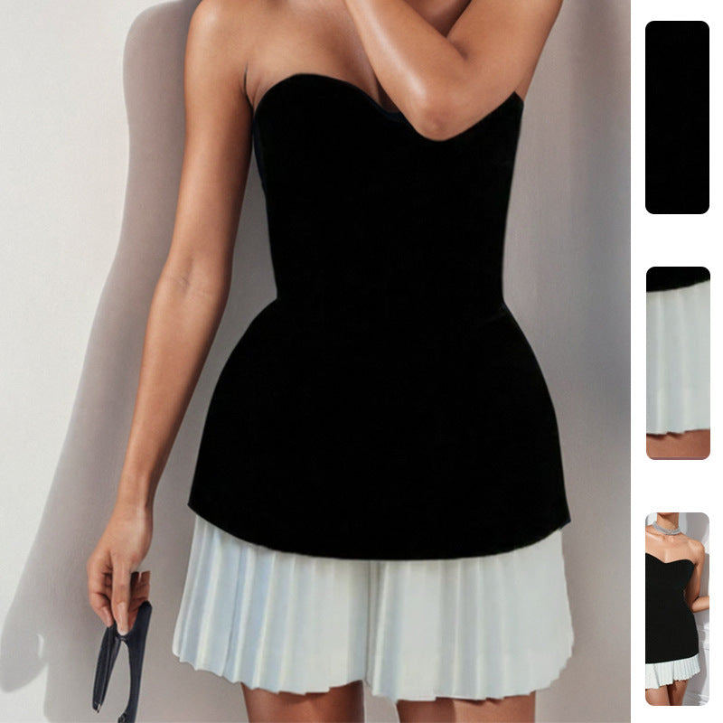 Robe mini sans bretelles pour femmes avec ourlet plissé Chic & Stil