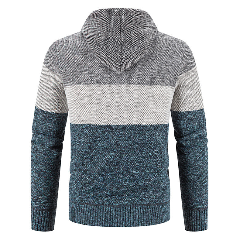 Trendy knit jacket for men with hoodie and textured design Lune London