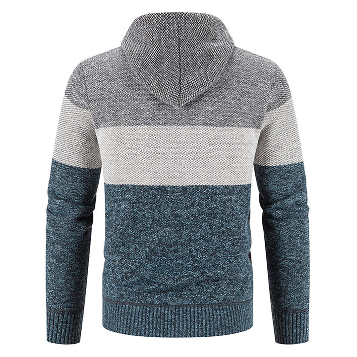 Trendy knit jacket for men with hoodie and textured design Lune London