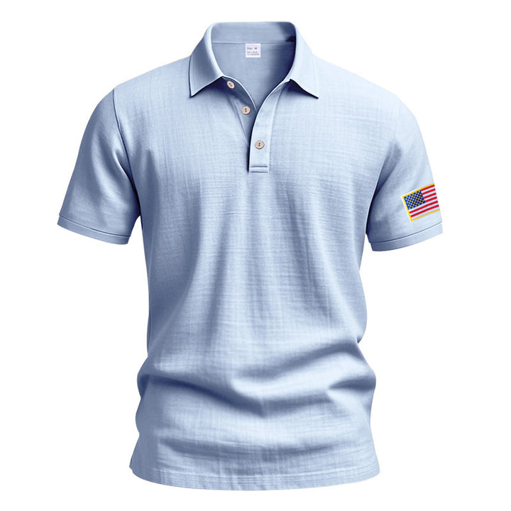 Men's sporty polo with American flag pattern and moisture-wicking technology Lune London
