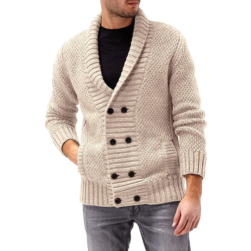 Men's knit jacket with double-breasted buttons and textured design Lune London